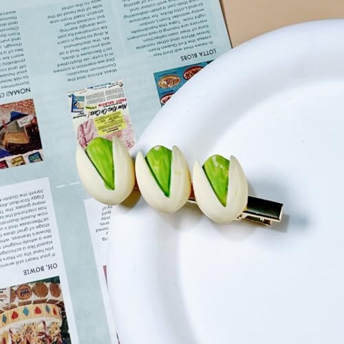 LIBERGA 4 Stück Haarspangen In Pistazienform Mit Künstlichen Lebensmitteln, Lustige Haarklammern Kopfschmuck Haarnadeln Als Party Dekoration Für Damen von LIBERGA