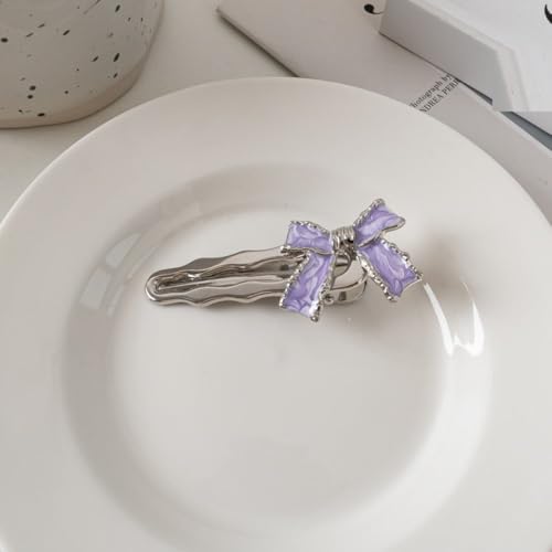 LIBERGA 4 Stück Haarspangen Mit Schleife, Lustige Haarklammern Kopfschmuck Ästhetische Dekoration Haarnadeln Für Damen, Hellviolett von LIBERGA