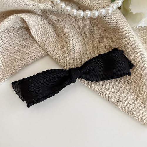 LIBERGA 4 Stück Kleine Haarspangen Mit Schleife,Elegante Haarklammern Kopfschmuck Ästhetische Haarnadeln Als Dekoration Für Damen,Schwarz von LIBERGA