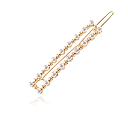 LIBERGA 4 Stück Modische Haarspangen Geometrie Rechteck Perle Haarklammern Kopfschmuck Elegante Seitenclips Haarnadeln Für Damen,Gold von LIBERGA