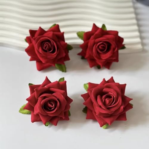 LIBERGA 4 Stück Rosen Haarspangen Elegante Blumen Haarklammern Kopfschmuck Ästhetische Dekoration Haarnadeln Für Damen, Rot von LIBERGA