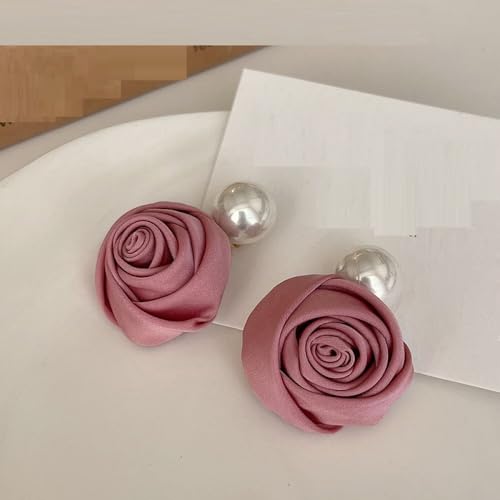 LIBERGA 5 Stück Haarspangen Mit Perlenrosen, Lustige Kleine Haarklammern Mit Blumen, Kopfschmuck Haarnadeln Als Party Dekoration Für Damen, Dunkelrosa von LIBERGA