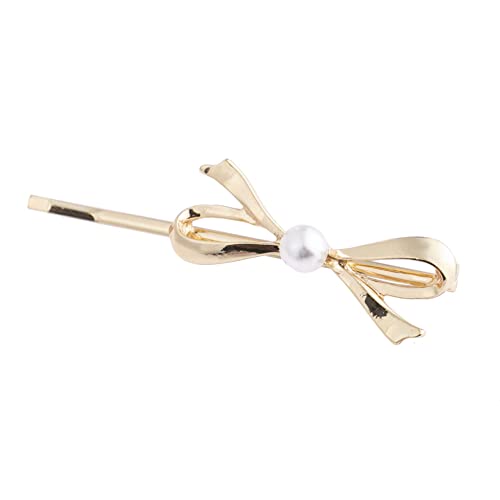 LIBERGA 6 Stück Perlenschleifen-Haarklammern,Einfache Metallhaarklammern,Kopfschmuck,Eleganter Haarschmuck,Seitliche Clips,Haarnadeln Für Damen,Gold von LIBERGA