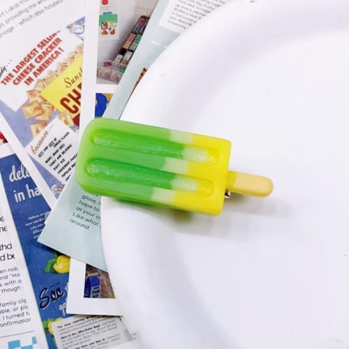 LIBERGA 8 Stück Haarspangen In Form Von Simulierten Lebensmitteln, Lustige Haarklammern Mit Farbverlauf Und Eiscreme Haarschmuck, Haarnadeln Zur Partydekoration Für Damen, Grün von LIBERGA