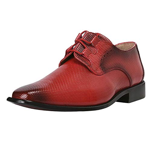 LIBERTYZENO Herren-Schnürschuhe aus echtem Leder, klassisches Profil-Design, Oxford-Kleiderschuhe, Rot/Ausflug, einfarbig (Getaway Solids), 43 EU von LIBERTYZENO