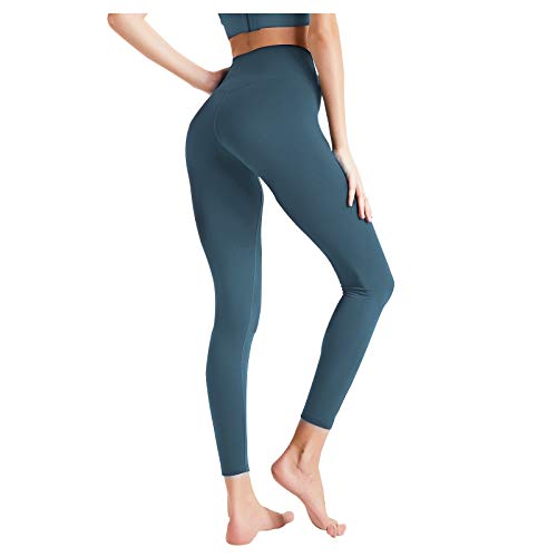 LIBILIS Yogahose Leggings Damen Sporthose Damen Lang High Waist, Blickdicht Hohe Teile für Yoga Laufen Gym, Blau L von LIBILIS