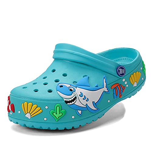 Kinder Clogs Hausschuhe Sandalen Cartoon Rutschen rutschfeste Mädchen Jungen Niedliche Gartenschuhe Kinder Leichte Slip-on Strand Pool Dusche Hausschuhe Blau 34 von LIBINXIF