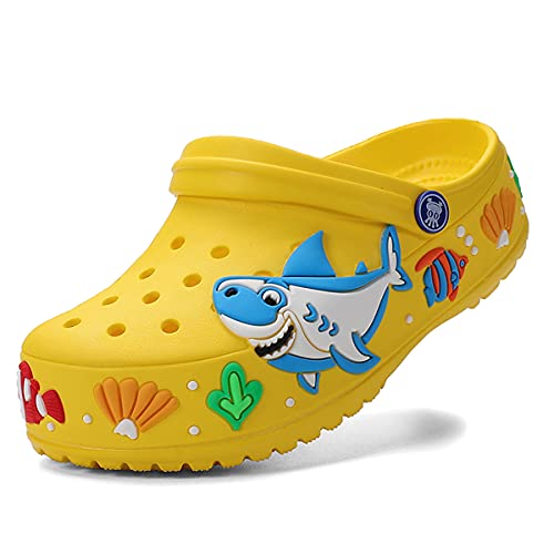 Kinder Clogs Hausschuhe Sandalen Cartoon Rutschen rutschfeste Mädchen Jungen Niedliche Gartenschuhe Kinder Leichte Slip-on Strand Pool Dusche Hausschuhe Gelb 34 von LIBINXIF