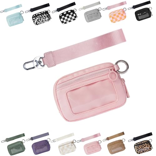 The Iris 'Wallet 2nd Gen, The Iris Pouch Wristlet, Zip Card Case mit ID-Fenster, Women 's Waterproof Nylon Keychain Wallet, The Iris' Card Wallet Keychain Wallet (Rosa,Einheitsgröße) von LIBIQI