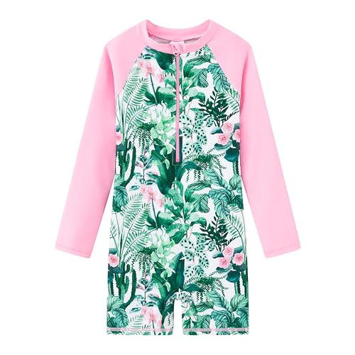 LIBREDGE Mädchen Langarm Rash Guard Set Zweiteilige Badeanzüge Badeanzüge für Kinder UPF 50+ Badehemden (11-12Y) von LIBREDGE