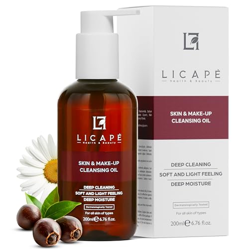 Licape® Reinigungsöl Gesicht | 200 ml | Abschminken & Gesichtsreinigung | Ölbasierte Pflege mit Kamillenextrakt | Tiefenreinigung für Haut | Make-up Entferner für fettige & empfindliche Haut von LICAPE