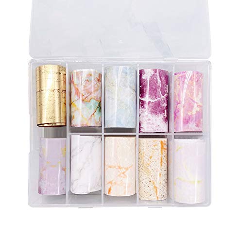 4 Rollen Marble Nail Foil Transfer Sticker, Nail art Folie Transfer Roll Set, Holographische Nail Transfer Aufkleber Nail Wraps Transfer Aufkleber Kit Nagelfolie Transfer von LICHENGTAI