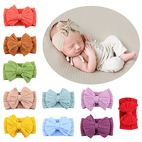 LICHENGTAI 10er Pack Baby Mädchen Stirnbänder Neugeborenes Nylon Stirnband Weiches Elastisches Baby Turban Stirnbänder Schleifen Haarband Haarschmuck Fotografie Props Geschenk von LICHENGTAI