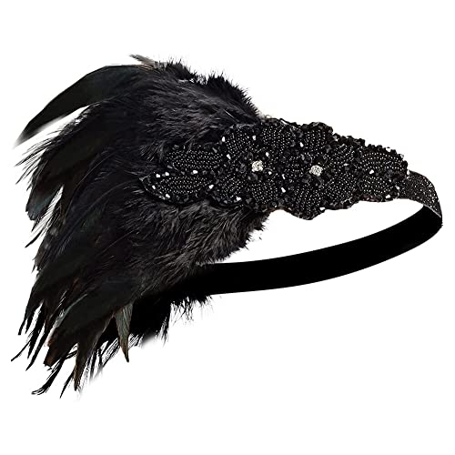 LICHENGTAI 1920s Stirnband Damen Flapper Feder Haarband Vintage 20er Jahre Haarreif Mode Bling Strass Haarschmuck für Frauen Mädchen Gatsby Themen Party Dekoration von LICHENGTAI