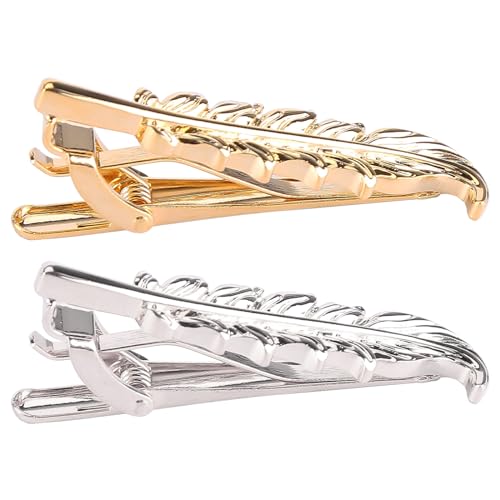 LICHENGTAI 2 Stück Herren Krawattennadeln Klassische Blattform Krawattenklammer Modisch Business-Stil Dünn Tie Clip Krawatte Klammer für Alltag Hochzeit Jahrestag Geschäft Vatertagsgeschenke von LICHENGTAI