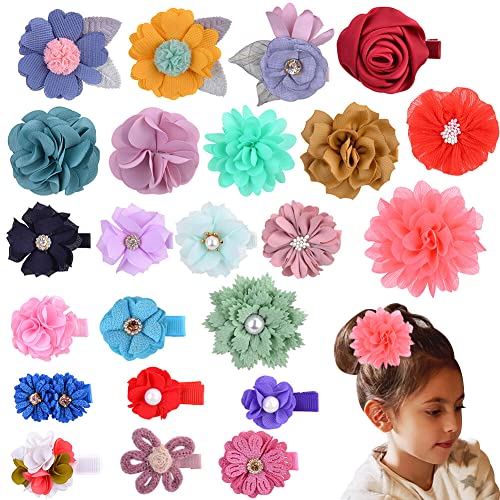 LICHENGTAI 23 Stück Mädchen Haarspangen, Blume Haarklammern Kinder Blume Haarspange Haarclip Chiffon Blumen Haarspangen Baby Kopfblume Haarschleife für Geburtstag Kindertagsgeschenk von LICHENGTAI