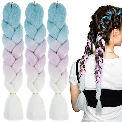 LICHENGTAI 3 Stück Braids Extensions Flechthaare Ombre Jumbo Braid Haarverlängerung Kunsthaar Haar Flechten Extensions Jumbo Flechten Hair Extensions für Frauen Mädchen Crochet Twist Flechten Haar von LICHENGTAI