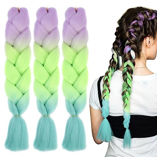 LICHENGTAI 3 Stück Braids Extensions Flechthaare Ombre Jumbo Braid Haarverlängerung Kunsthaar Haar Flechten Extensions Jumbo Flechten Hair Extensions für Frauen Mädchen Crochet Twist Flechten Haar von LICHENGTAI