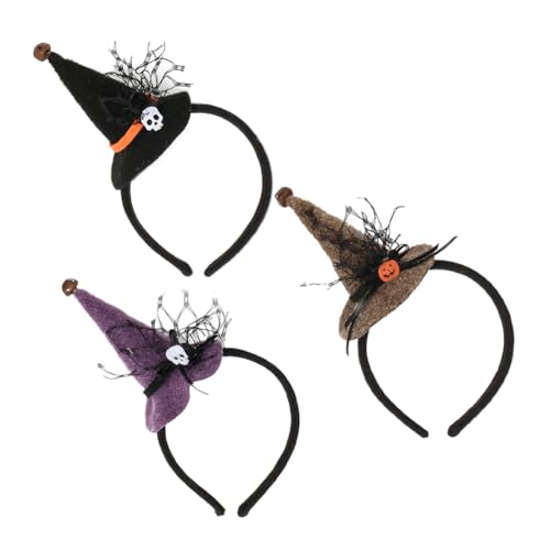LICHENGTAI 3 Stück Hexenhut Stirnbänder, Halloween Hexe Haar Accessoire Zipfelmützen Stirnband Hexenhut Haarreif Set Party Haarschmuck für Halloween Frauen und Mädchen von LICHENGTAI