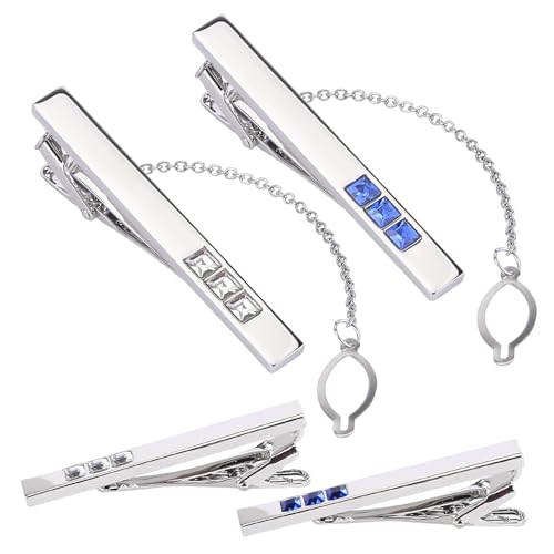 LICHENGTAI 4 Stück Krawattennadel Glitzer Strass Krawattenklammer Herren Klassische Metall Krawatte Klammer Tie Clip Set Für Valentinstag, Weihnachten, Hochzeit, Business, Bar und Alltag von LICHENGTAI