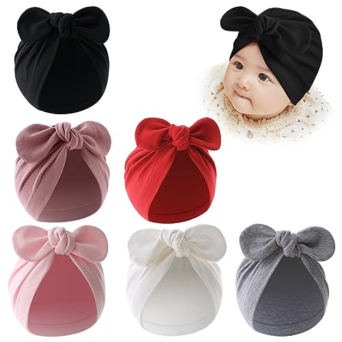 LICHENGTAI 6 Stück Baby Turban Hüte Neugeborene Krankenhausmütze Baumwolle Kleinkind Erstlingsmützen Beanie Hut für Kleinkind Jungen Mädchen 6-18 Monate von LICHENGTAI