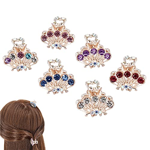 LICHENGTAI 6 Stück Blume Haarspangen Klein Haarklammern Mädchen Frauen Haarclips Kristallschmetterlings Haarnadeln Glitzer Haarklammer für Frauen Mädchen Baby Haarschmuck von LICHENGTAI