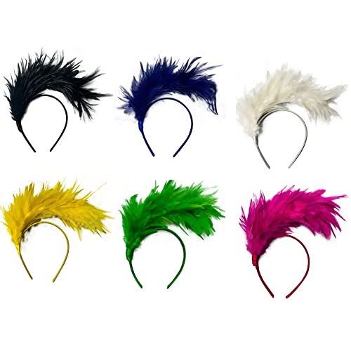 LICHENGTAI 6 Stück Feder Stirnband Fascinator 20er Jahre Stirnband Feder Haarreif Haarband Hochzeit Kopfbedeckung Haarreif Feder Kopfbedeckung Kostüm für Ostertag Hochzeit Halloween Party von LICHENGTAI