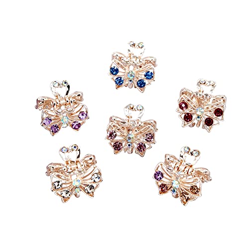 LICHENGTAI 6 Stück Schmetterling Haarspangen Klein Blume Haarklammern Mädchen Frauen Haarclips Kristallschmetterlings Haarnadeln Glitzer Haarklammer für Frauen Mädchen Baby Haarschmuck von LICHENGTAI