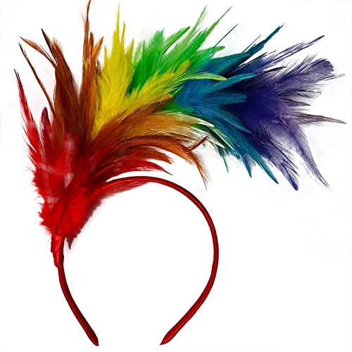 LICHENGTAI Bunt Feder Stirnband Fascinator 20er Jahre Stirnband Feder Haarreif Haarband Hochzeit Kopfbedeckung Haarreif Feder Kopfbedeckung Kostüm für Ostertag Hochzeit Halloween Party von LICHENGTAI