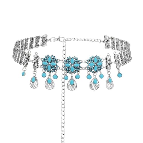 LICHENGTAI Damen Fransen Kettengürtel Retro Silber Bauchkette Gürtel Quastenkette Körperkette Sommer Böhmischen Körperschmuck National Bauchtanz Kleidung Zubehör Für Frauen Und Mädchen von LICHENGTAI