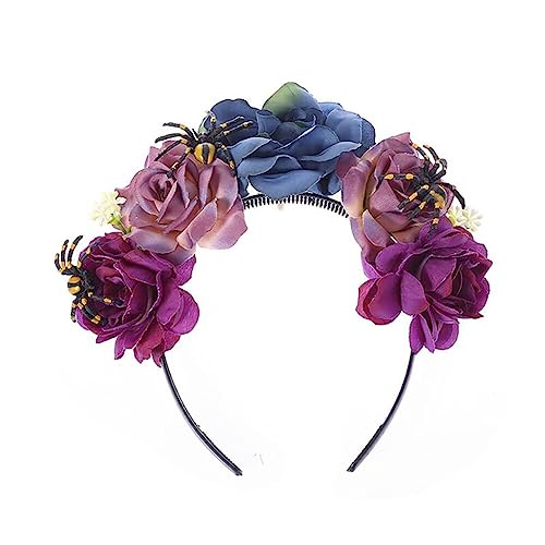 LICHENGTAI Damen Halloween Haarschmuck Rose Blumen Spinne Kopfschmuck Festival Gothic Haarband Devil Kopfschmuck für Halloween Kostüm Accessoire Cosplay Festival Vintage Fancy Decor von LICHENGTAI