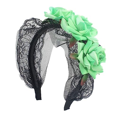 LICHENGTAI Damen Halloween Stirnband Rose Blumen Stirnbänder Gothic Haarband Tag der Toten Krone Haarreifen für Frauen Halloween Party Cosplay Kostüm Kopfschmuck Maskerade Dekoration Requisite von LICHENGTAI