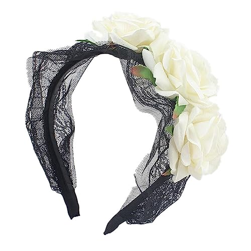 LICHENGTAI Damen Halloween Stirnband Rose Blumen Stirnbänder Gothic Haarband Tag der Toten Krone Haarreifen für Frauen Halloween Party Cosplay Kostüm Kopfschmuck Maskerade Dekoration Requisite von LICHENGTAI