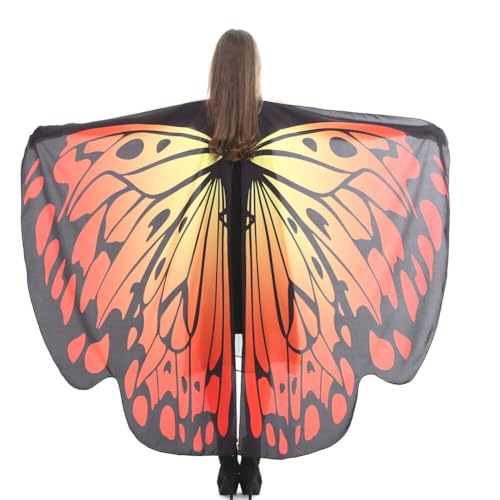 LICHENGTAI Damen Schmetterling Kostüm Umhang Schmetterlingsflügel Fee Flügel Umhang Schal Pixie Schal Poncho Cosplay Zubehör für Halloween Fasching Party Cosplay Karneval Maskerade von LICHENGTAI