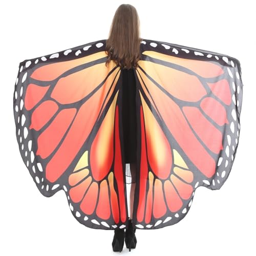 LICHENGTAI Damen Schmetterling Kostüm Umhang Schmetterlingsflügel Fee Flügel Umhang Schal Pixie Schal Poncho Cosplay Zubehör für Halloween Fasching Party Cosplay Karneval Maskerade von LICHENGTAI