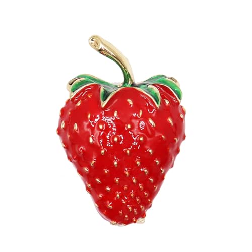 LICHENGTAI Erdbeer Brosche, Rote Emaille Erdbeer Brosche Früchte Öltropfen Brosche Cartoon Mode Obst Brosche, für Pullover Schals Kragen Kleider und die meisten Kleidungs von LICHENGTAI