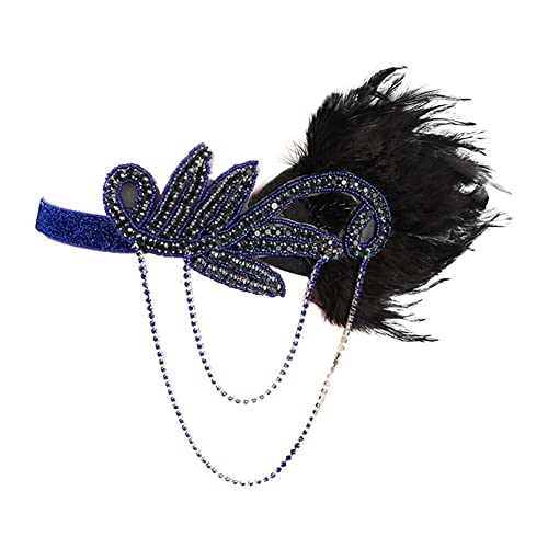 LICHENGTAI Feder Stirnband 1920er Jahre Damen Gatsby Haarbänd mit Kristall Strass Feder Kopfbedeckung Elastisch Haarband Haarschmuck Kostümzubehör für Theme Party Hochzeit Burlesque Accessoire von LICHENGTAI