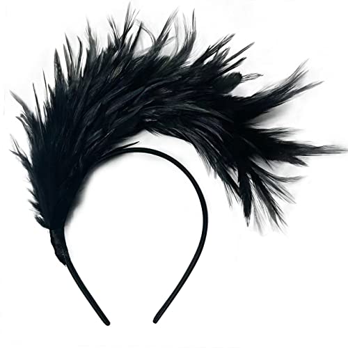 LICHENGTAI Feder Stirnband Fascinator 20er Jahre Stirnband Feder Haarreif Haarband Hochzeit Kopfbedeckung Haarreif Feder Kopfbedeckung Kostüm für Ostertag Hochzeit Halloween Party von LICHENGTAI