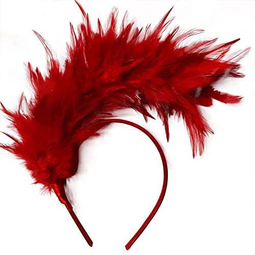 LICHENGTAI Feder Stirnband Fascinator 20er Jahre Stirnband Feder Haarreif Haarband Hochzeit Kopfbedeckung Haarreif Feder Kopfbedeckung Kostüm für Ostertag Hochzeit Halloween Party von LICHENGTAI