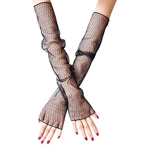 LICHENGTAI Fingerlose Handschuhe für Damen, Brauthandschuhe Abendhandschuhe Lang Fingerlos Handschuhe für Halloween, Motto-Party, Vintage, Opern, Hochzeit von LICHENGTAI