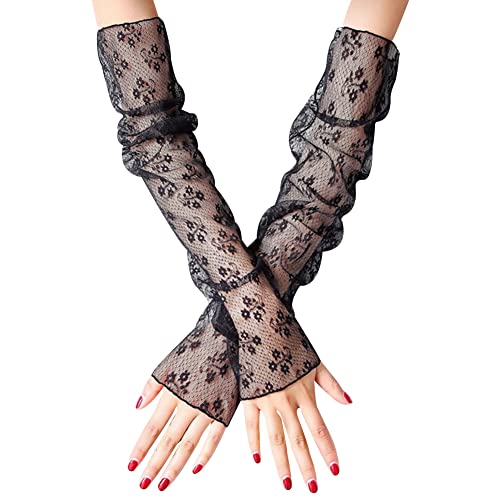 LICHENGTAI Fingerlose Handschuhe für Damen, Brauthandschuhe Abendhandschuhe Lang Fingerlos Handschuhe für Halloween, Motto-Party, Vintage, Opern, Hochzeit von LICHENGTAI