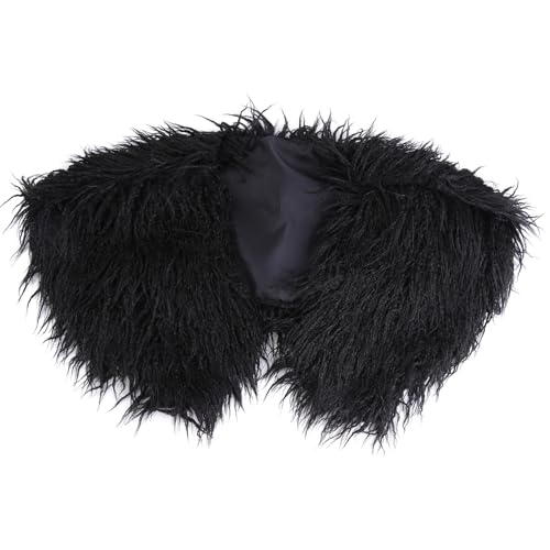 LICHENGTAI Frauen Wikinger Kunstpelz Wrap Wikingerpelz Schulterfell Mittelalter Fell Schulterüberwurf Damen Winter Schal Capelet Wrap Kragen Kostüm Accessoire von LICHENGTAI