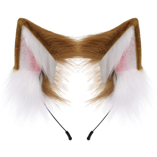 LICHENGTAI Fuchs Ohren Stirnband, Flexibles Abnehmbares Cosplay Fuchs Ohr Stirnband Kunstpelz Cosplay Fuchs Ohren Haarreif Haarschmuck für Mädchen Damen und Kinder von LICHENGTAI