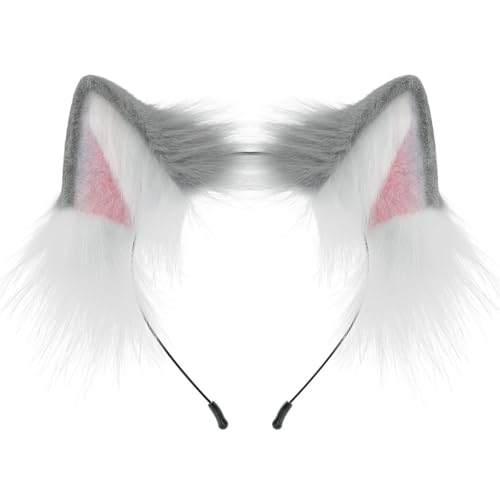LICHENGTAI Fuchs Ohren Stirnband, Flexibles Abnehmbares Cosplay Fuchs Ohr Stirnband Kunstpelz Cosplay Fuchs Ohren Haarreif Haarschmuck für Mädchen Damen und Kinder von LICHENGTAI
