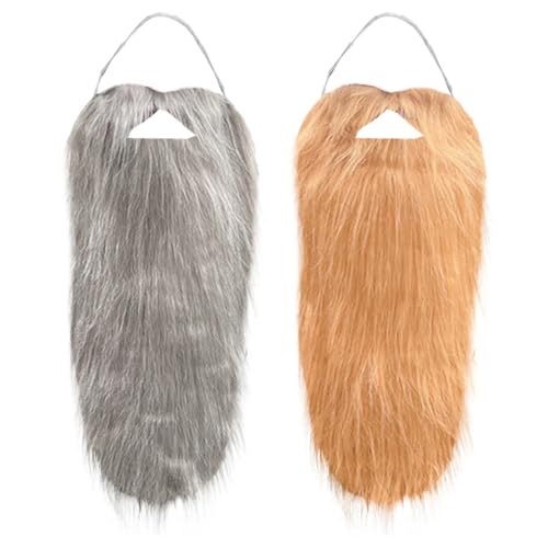 LICHENGTAI Gefälschte Schnurrbart, Lustiger Falscher Bart Künstlicher Fake Bart Falscher langer Bart Langer Schnurrhaaren für Halloween ältere Menschen Weihnachtsmann von LICHENGTAI