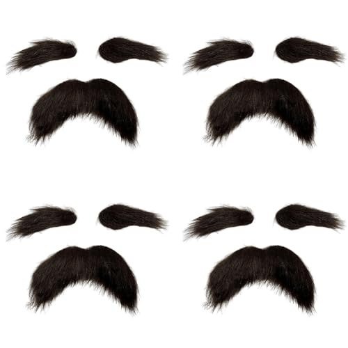 LICHENGTAI Gefälschte Schnurrbart und Augenbraue, Lustige Gefälschte Schnurrbart Selbstklebender Schnurrbart Gefälschte Bärte für Rollen Spiele Darbietungen Requisitenen von LICHENGTAI