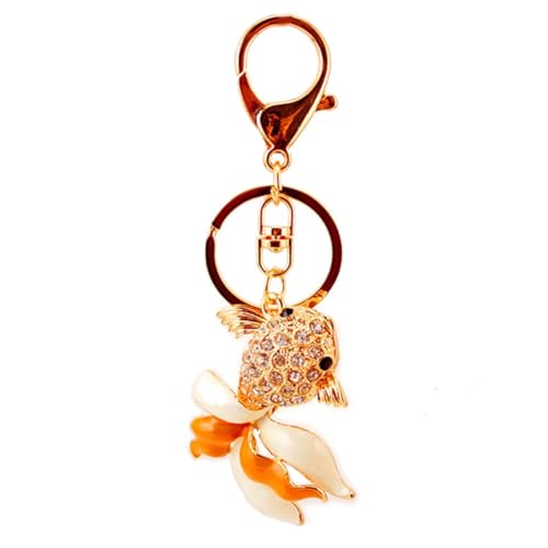 LICHENGTAI Goldfisch Schlüsselanhänger Bling Kristalle Strass Schlüsselring Charm Anhänger Eleganten Keychain Ornament Schlüsselanhänger Handtasche Accessoires Geschenk für Mädchen Frau Damen von LICHENGTAI
