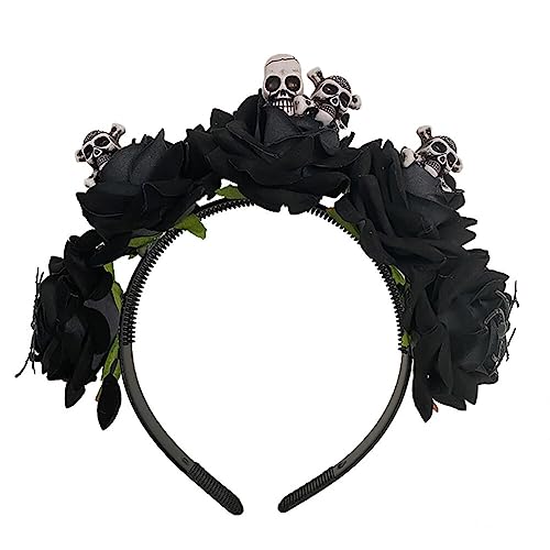 LICHENGTAI Halloween Stirnbänder Damen Haarschmuck Rose Stirnband Tag der Toten Spinne Haarband Halloween Party Kopfschmuck Cosplay Kostüm Accessoire Kopfschmuck für Frauen von LICHENGTAI