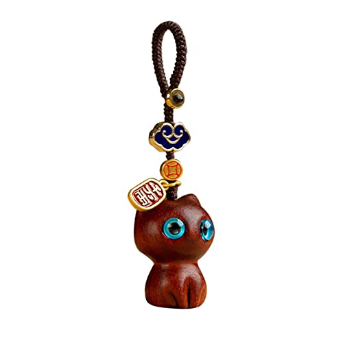 LICHENGTAI Katze Schlüsselanhänger, Kawaii Holz Anhänger Cartoon Cat Keychain Schmuck für Schlüssel, Rucksäcke, Handtaschen, als Geschenk für Mädchen Frauen von LICHENGTAI