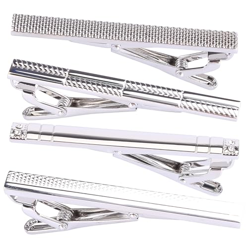 LICHENGTAI 4 Stück Klassische Herren Krawattennadel Strukturiert Krawattennadeln Business-Stil Tie Clip Krawattenschmuck Krawattenzubehör für Alltag Hochzeit Jahrestag Geschäft Vatertagsgeschenke von LICHENGTAI